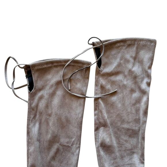 Rue 21 Women Over the Knee Faux Suede Block Heel Boots Tie Brown Gray NEW Size 6 - Picture 5 of 9